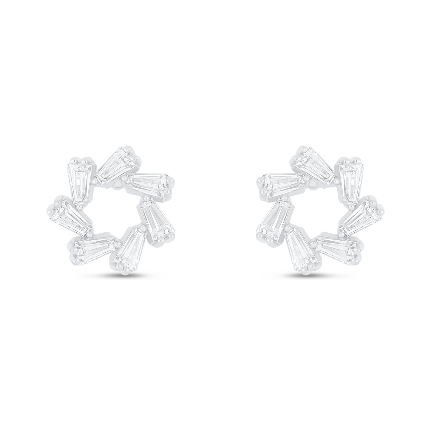 Sterling Silver 925 Earring Rhodium Plated Embedded With White Zircon
