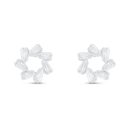 Sterling Silver 925 Earring Rhodium Plated Embedded With White Zircon