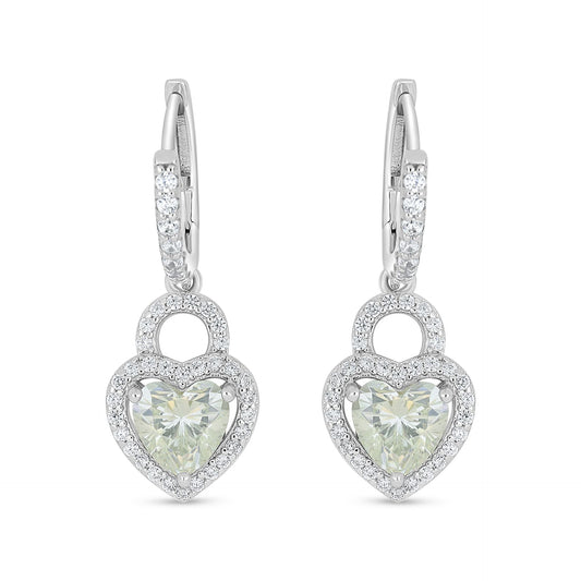 Sterling Silver 925 Earring Rhodium Plated Embedded With Diamond Zircon And White Zircon