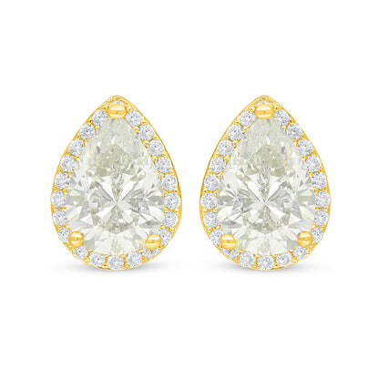 Sterling Silver 925 SET Golden Plated Embedded With Yellow Diamond And White Zircon