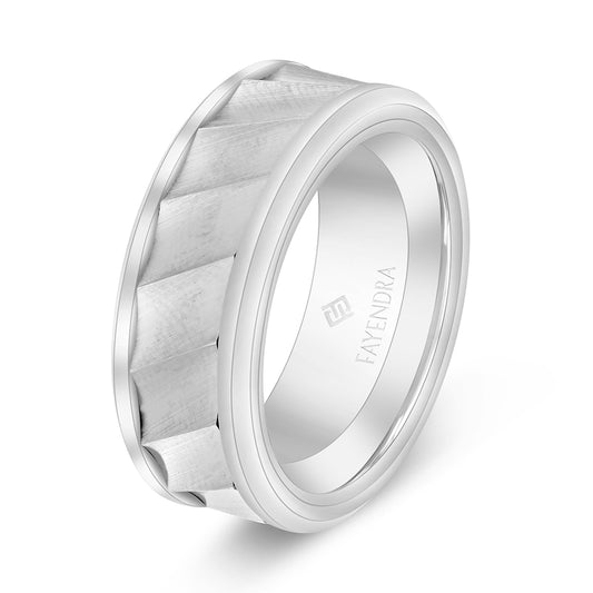 دبلة رجالي مصنوعة من التونغستان كاربيد مطلية روديوم