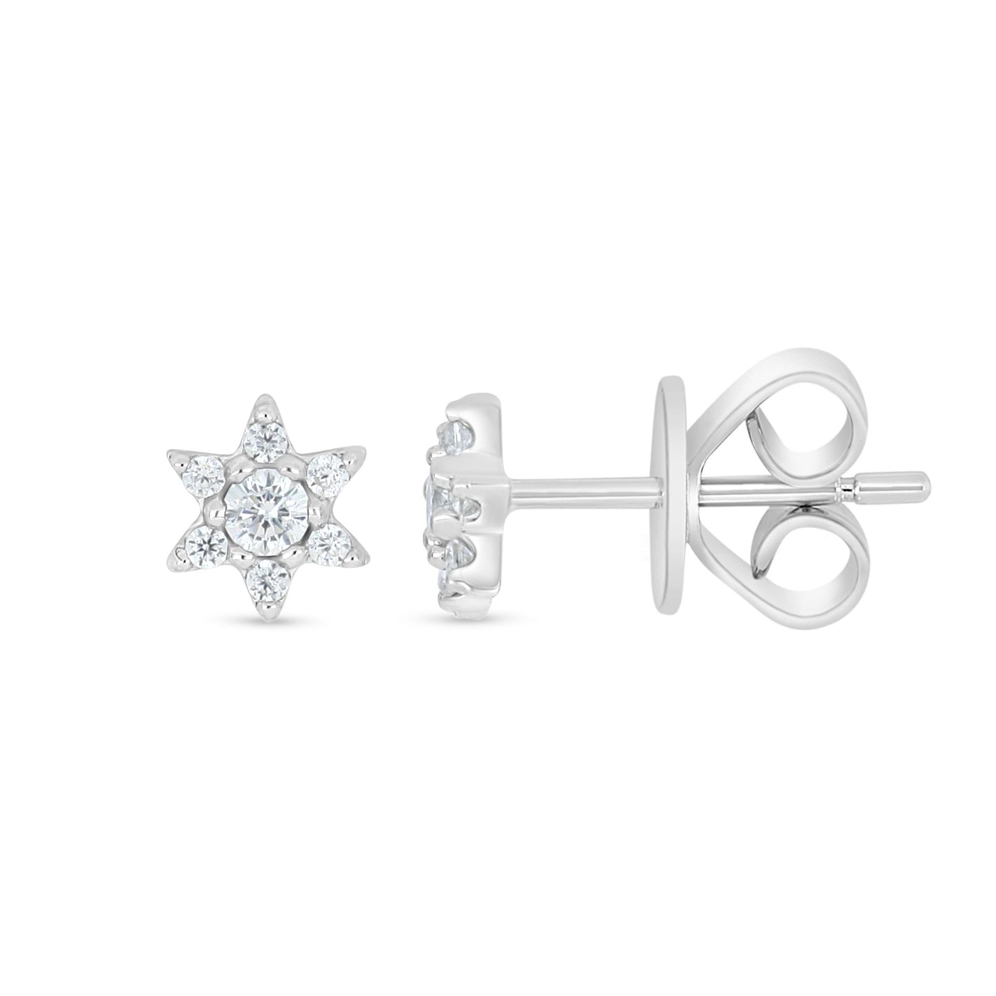 Sterling Silver 925 Earring Rhodium Plated Embedded With White Zircon