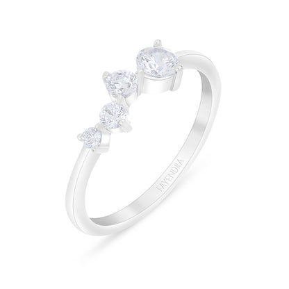 Sterling Silver 925 Ring Rhodium Plated Embedded With White Zircon
