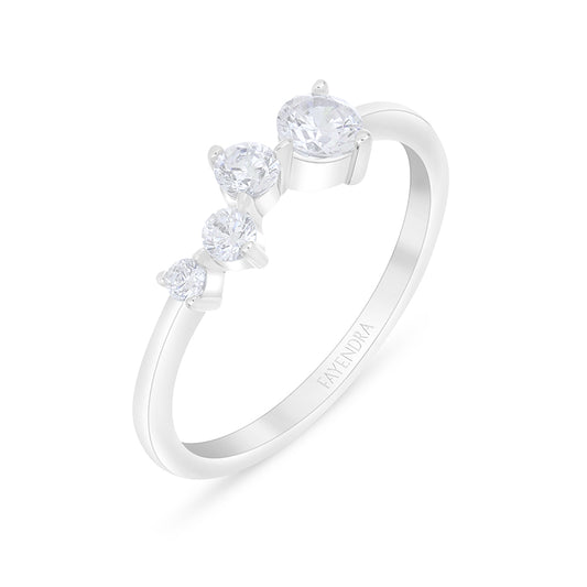 خاتم من الفضة الخالصة عيار 925 مطلي روديوم مرصع فص ابيض