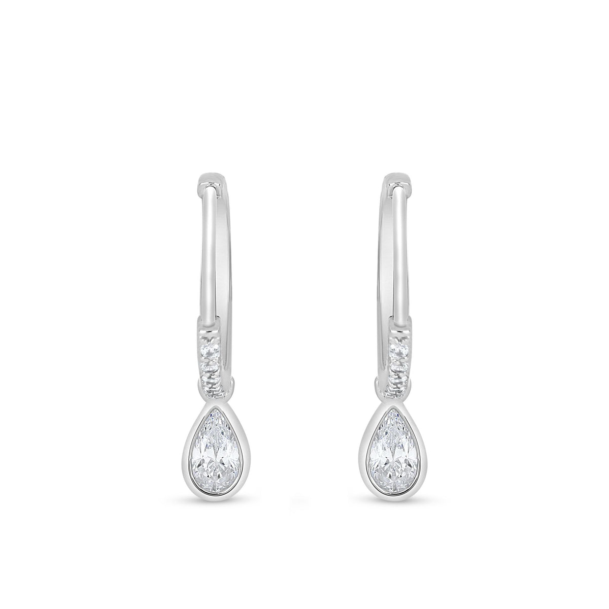 Sterling Silver 925 Earring Rhodium Plated Embedded With White Zircon