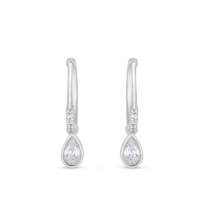 Sterling Silver 925 Earring Rhodium Plated Embedded With White Zircon