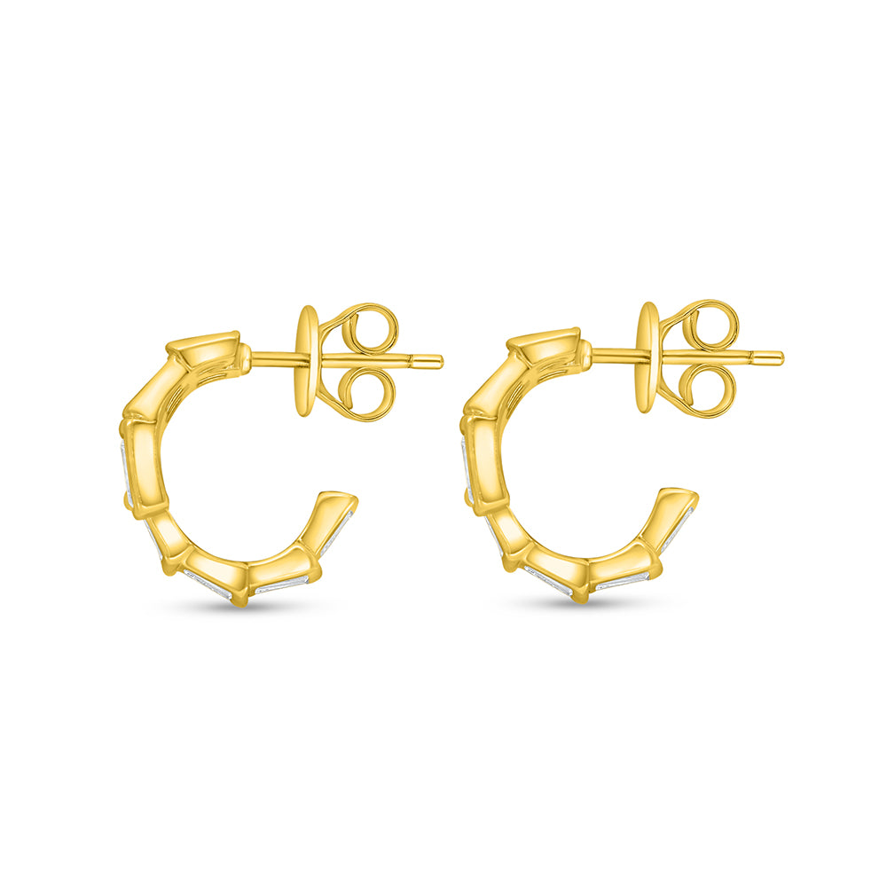 Sterling Silver 925 Earring Golden Plated Embedded With White Zircon