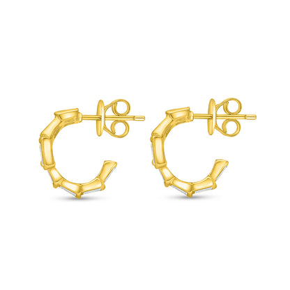 Sterling Silver 925 Earring Golden Plated Embedded With White Zircon