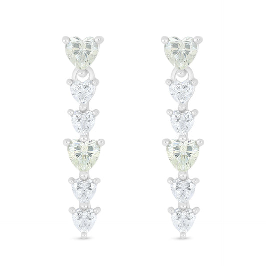 Sterling Silver 925 Earring Rhodium Plated Embedded With Diamond Zircon And White Zircon