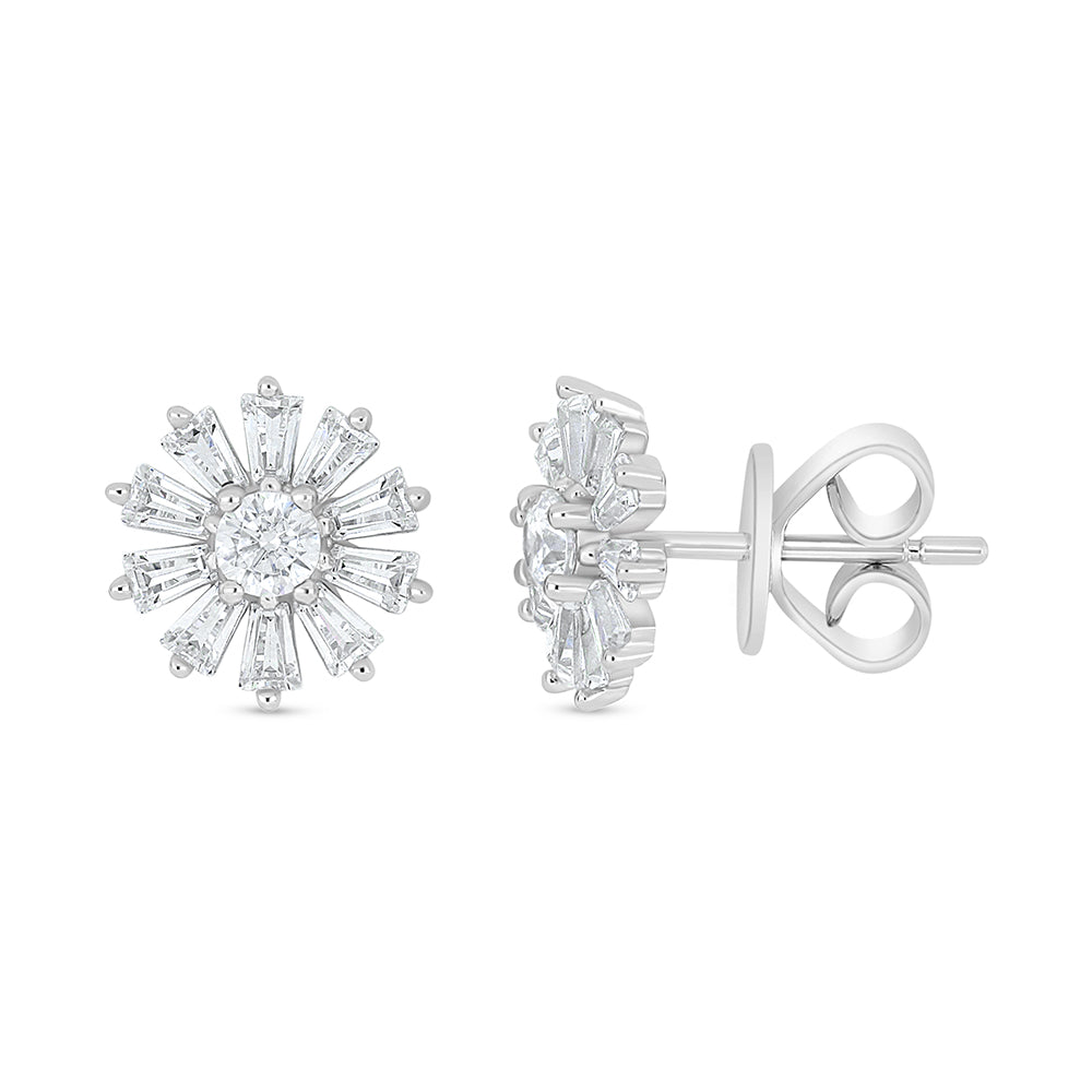 Sterling Silver 925 Earring Rhodium Plated Embedded With White Zircon