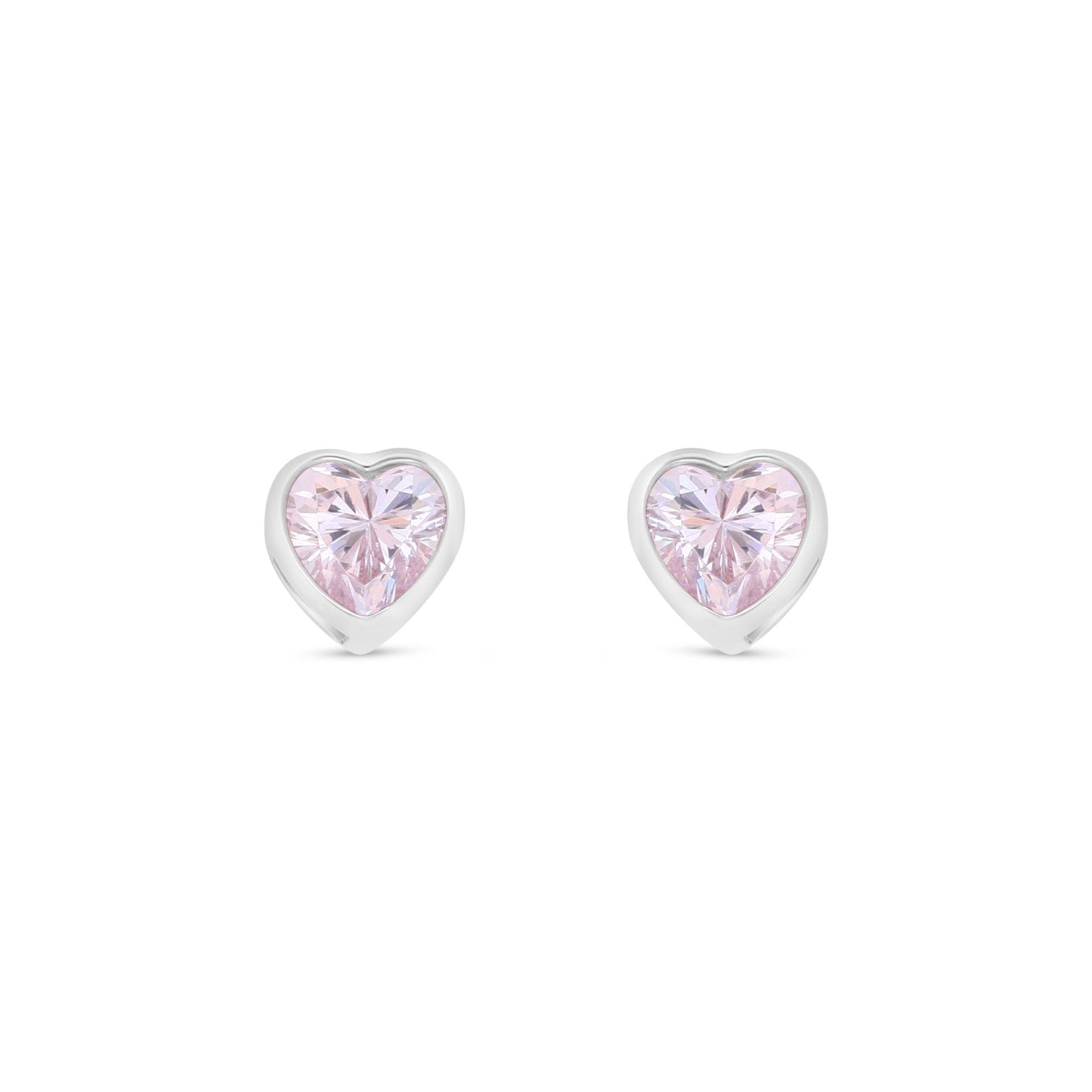Sterling Silver 925 Earring Rhodium Plated Embedded With Pink Zircon