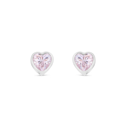 Sterling Silver 925 Earring Rhodium Plated Embedded With Pink Zircon