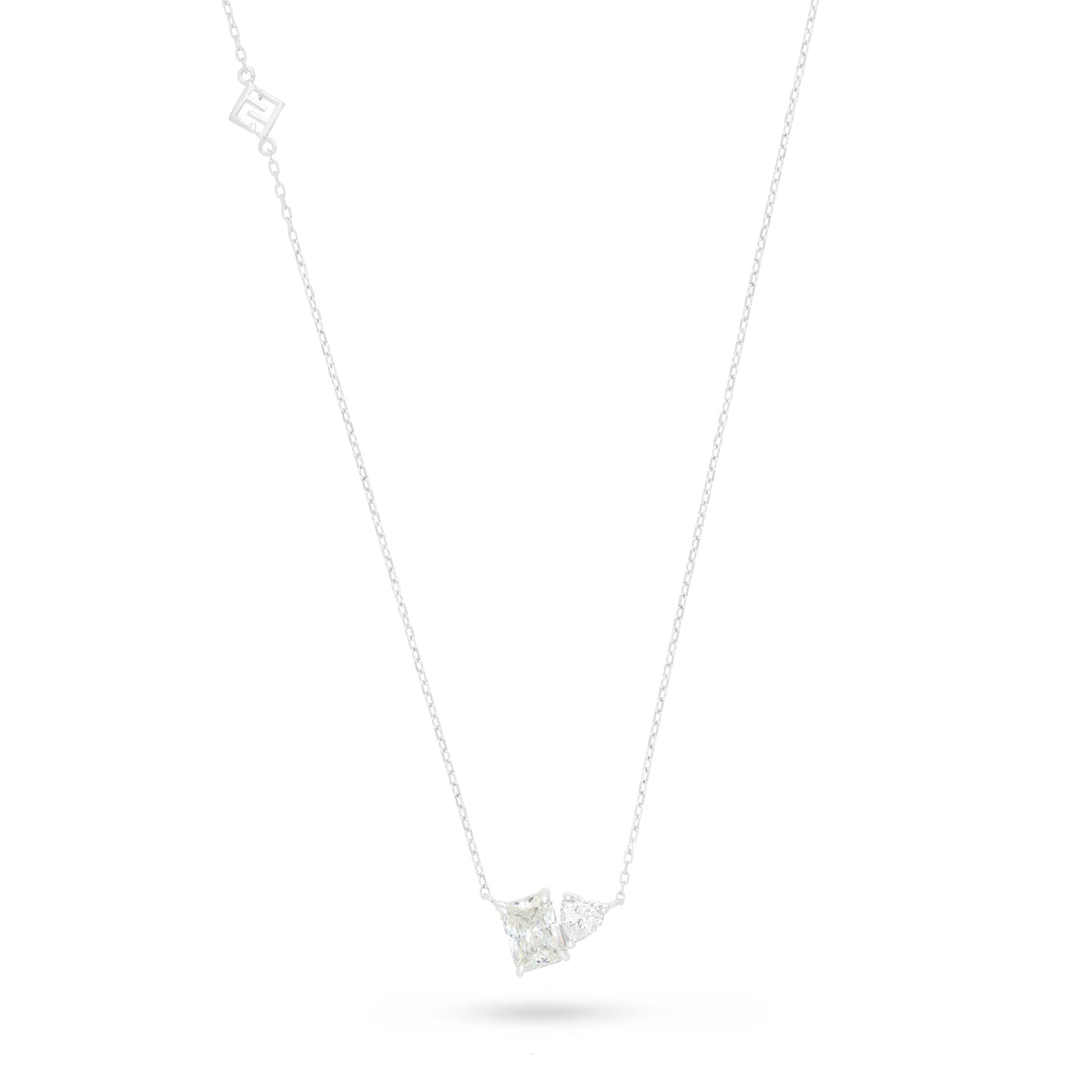 Sterling Silver 925 Necklace Rhodium Plated Embedded With Diamond Zircon And White Zircon