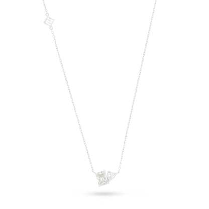 Sterling Silver 925 Necklace Rhodium Plated Embedded With Diamond Zircon And White Zircon