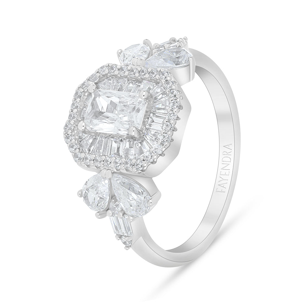 Sterling Silver 925 Set Rhodium Plated Embedded With White Zircon