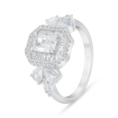 Sterling Silver 925 Set Rhodium Plated Embedded With White Zircon