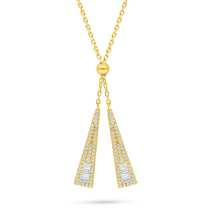 عقد من الفضة الخالصة عيار 925 مطلي ذهبي مرصع فص ابيض