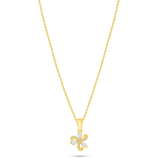 Sterling Silver 925 Necklace Golden Plated Embedded With White Zircon