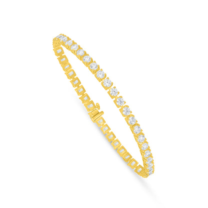 Sterling Silver 925 Bracelet Golden Plated Embedded With White Zircon