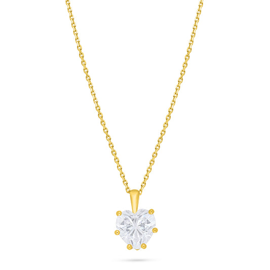 Sterling Silver 925 Necklace Golden Plated Embedded With White Zircon