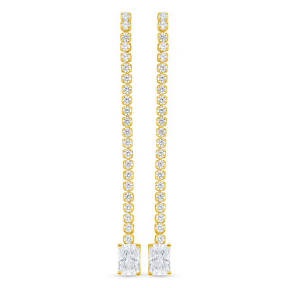 Sterling Silver 925 Earring Golden Plated Embedded With White Zircon