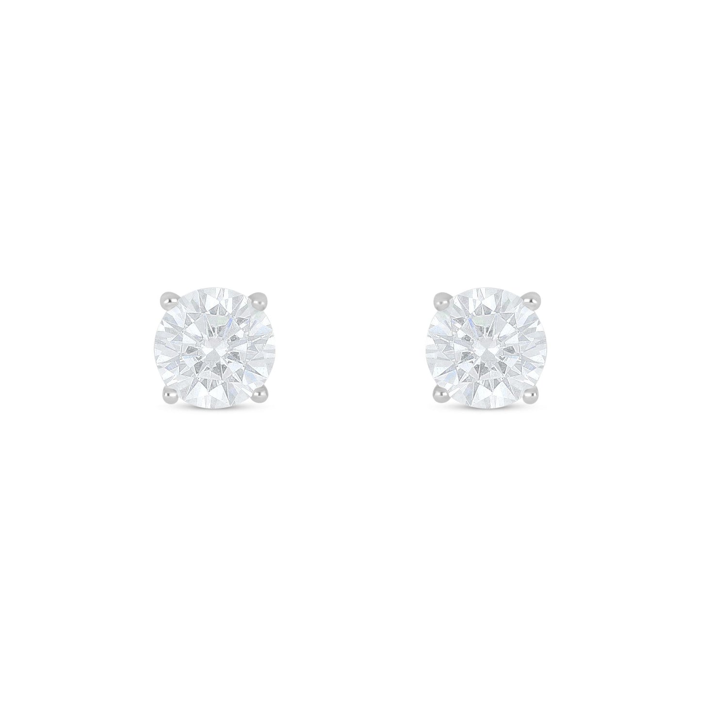 Sterling Silver 925 Earring Rhodium Plated Embedded With White Zircon