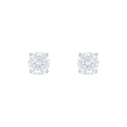 Sterling Silver 925 Earring Rhodium Plated Embedded With White Zircon