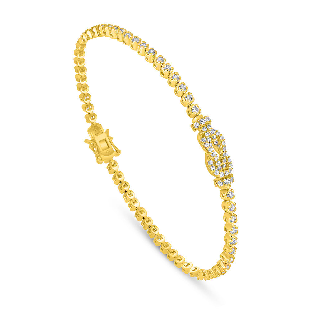 Sterling Silver 925 Bracelet Golden Plated Embedded With White Zircon