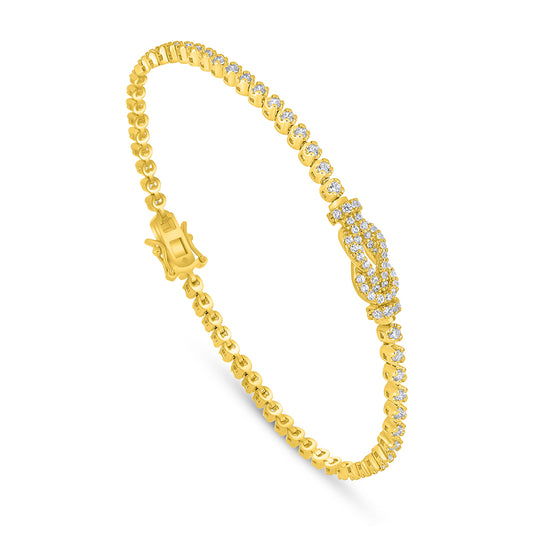 Sterling Silver 925 Bracelet Golden Plated Embedded With White Zircon