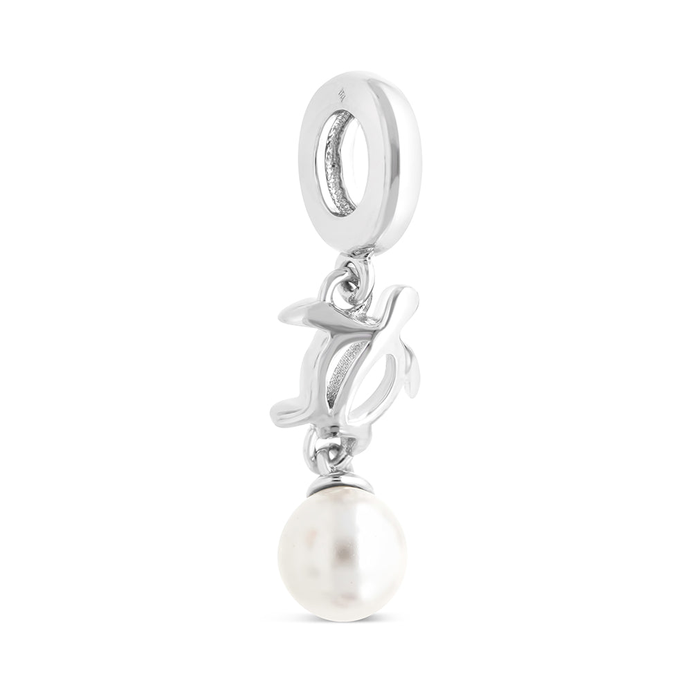 Sterling Silver 925 Pendant  Rhodium Plated Embedded With White Shell Pearl