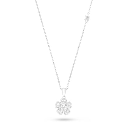 Sterling Silver 925 Necklace Rhodium Plated Embedded With Diamond Zircon And White Zircon