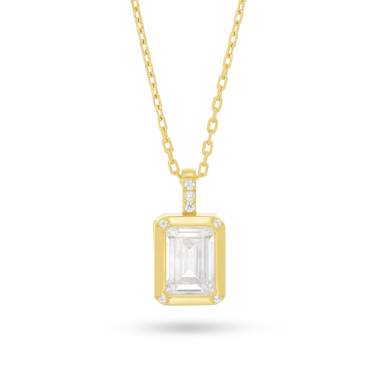 Sterling Silver 925 Necklace Golden Plated Embedded With White Zircon