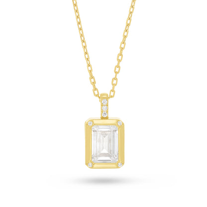 Sterling Silver 925 Necklace Golden Plated Embedded With White Zircon