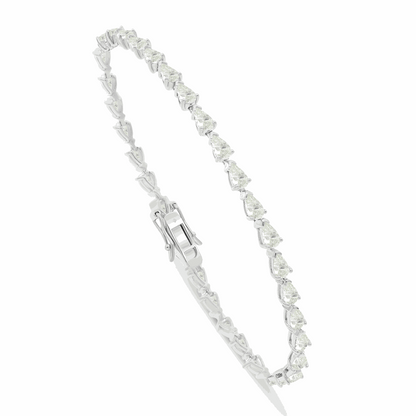 Sterling Silver 925 Bracelet Rhodium Plated Embedded With Diamond Zircon