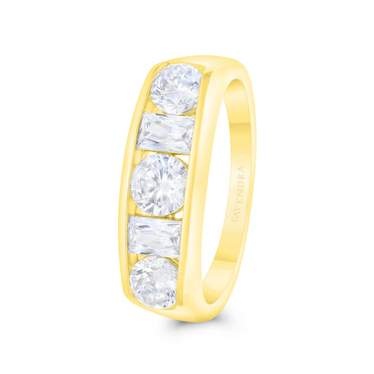 Sterling Silver 925 Ring Gold Plated Embedded With White CZ