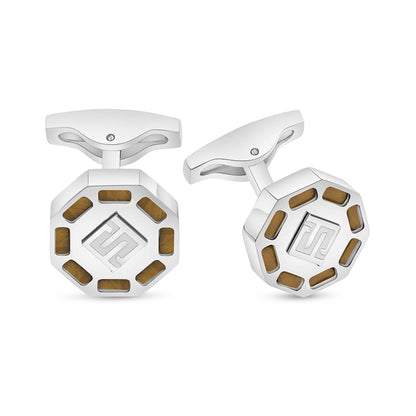 كبك ستانلس ستيل لون فضي عيار L316 مرصع احجار عين النمر اصفر Matt Steel