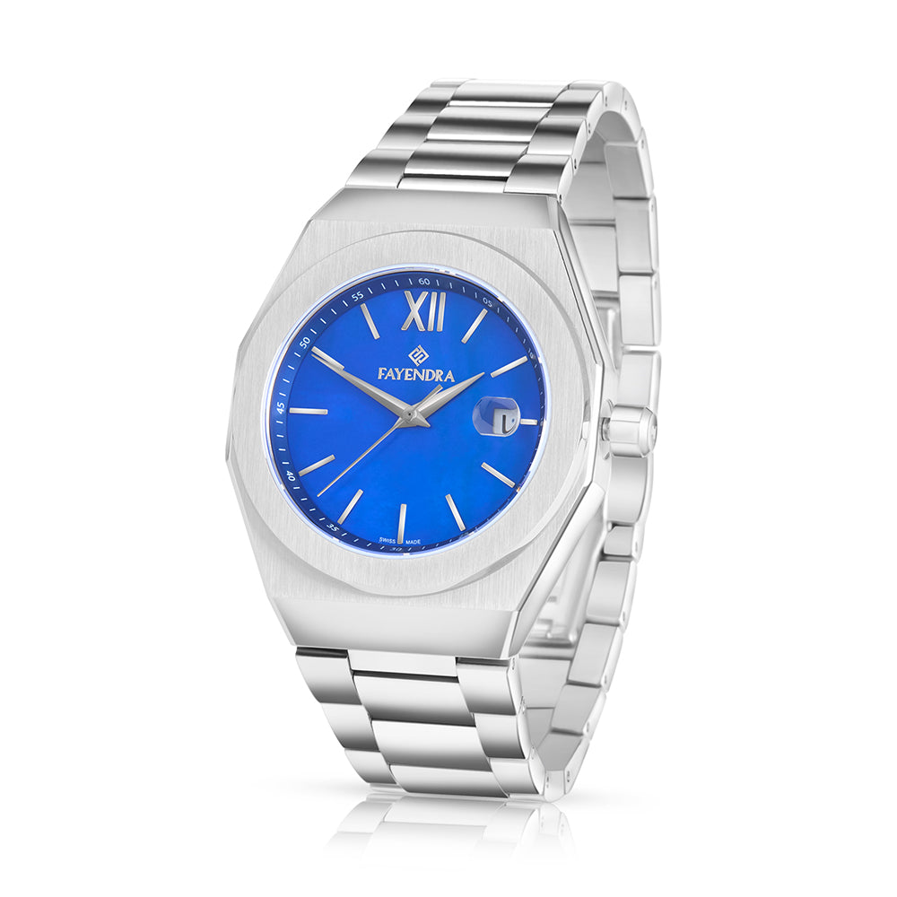 Stainless Steel 316L Watch Silver Color For Men - BLUE MOP DIAL