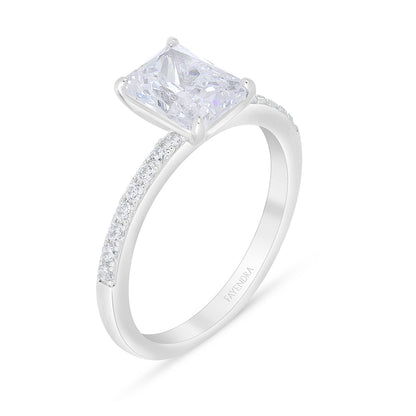 Sterling Silver 925 Ring Rhodium Plated Embedded With White Zircon