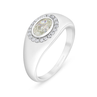Sterling Silver 925 Ring Rhodium Plated Embedded With Diamond Zircon And White Zircon