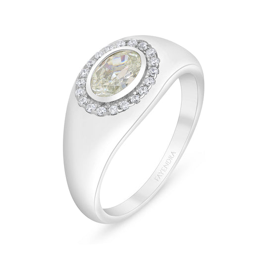 Sterling Silver 925 Ring Rhodium Plated Embedded With Diamond Zircon And White Zircon