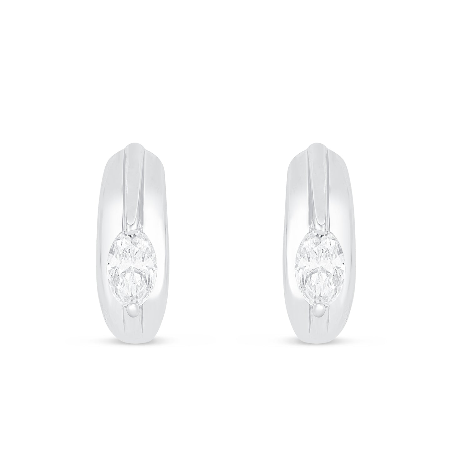 Sterling Silver 925 Earring Rhodium Plated Embedded With White Zircon