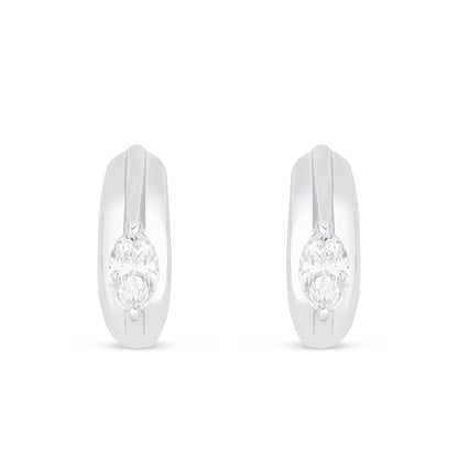 Sterling Silver 925 Earring Rhodium Plated Embedded With White Zircon