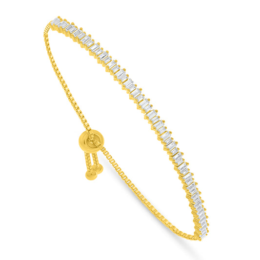 Sterling Silver 925 Bracelet Golden Plated Embedded With White Zircon