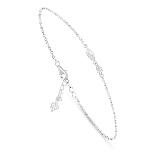 Sterling Silver 925 Bracelet Rhodium Plated Embedded With White Zircon