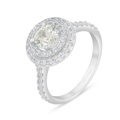 Sterling Silver 925 Ring Rhodium Plated Embedded With Diamond Zircon And White Zircon