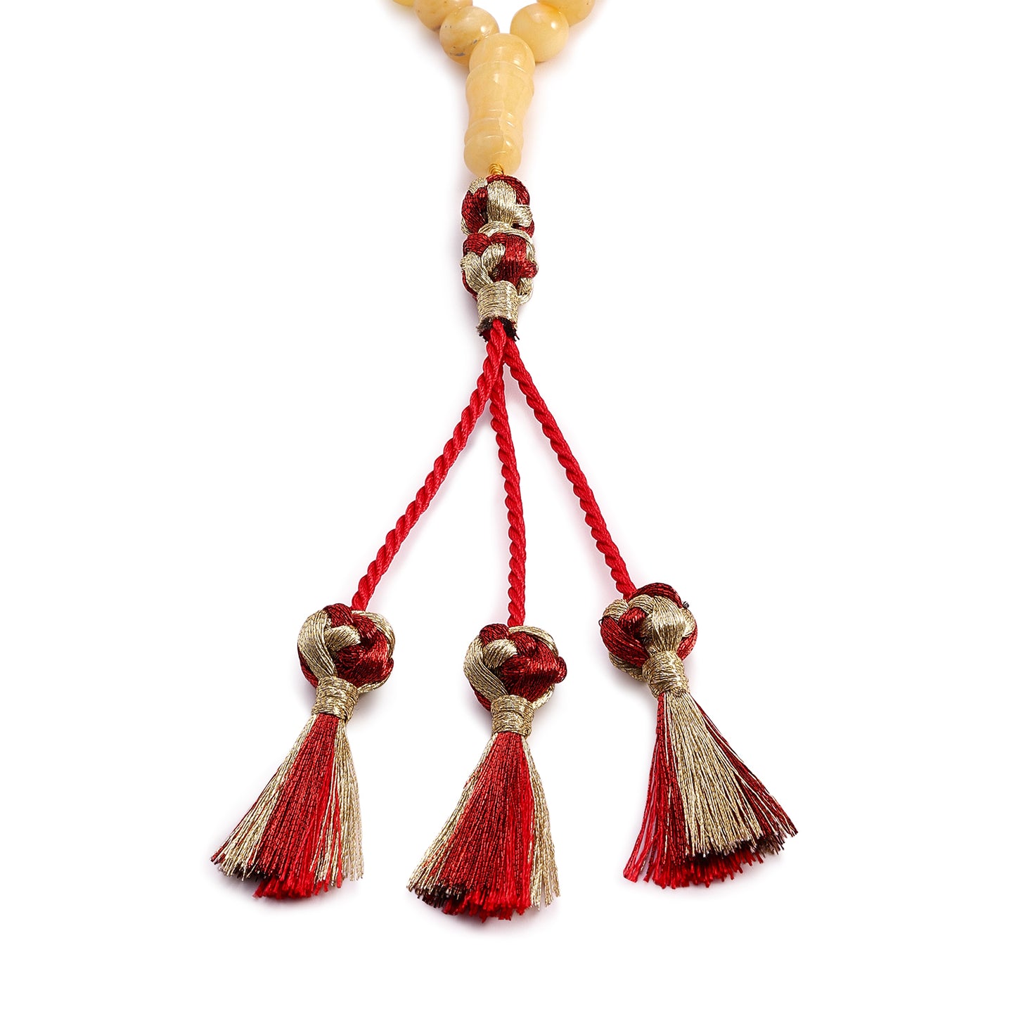 Rosary 66 Embedded With Natural Yellow Amber Round Beads 9 mm And Fabric Tassel