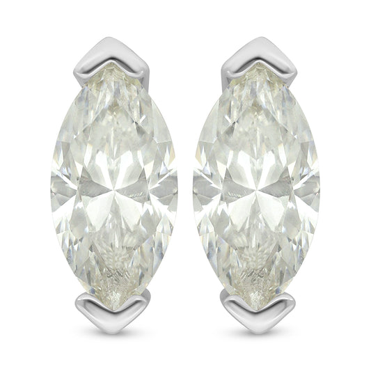 Sterling Silver 925 Earring Rhodium Plated Embedded With Diamond Zircon
