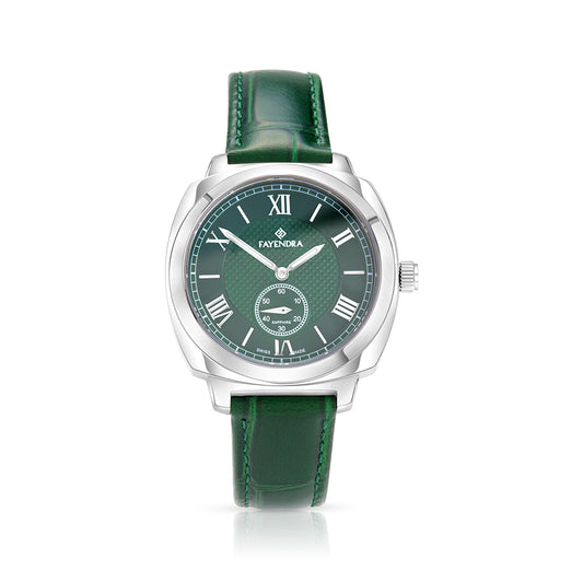 Stainless Steel 316L Watch Silver Color Green Leather For Men - GREEN METAL DIAL