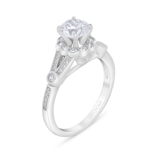 Sterling Silver 925 Ring Rhodium Plated Embedded With White Zircon
