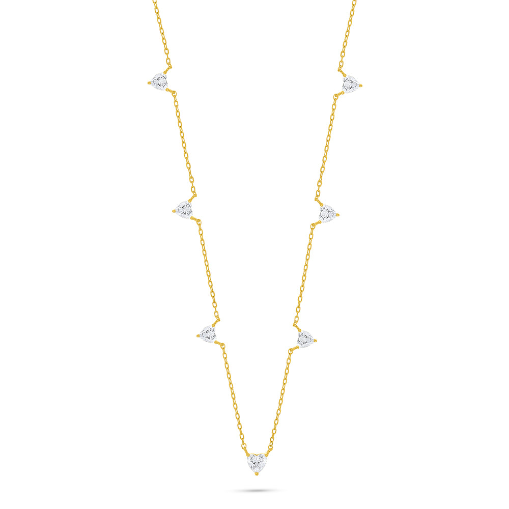 عقد من الفضة الخالصة عيار 925 مطلي ذهبي مرصع فص ابيض